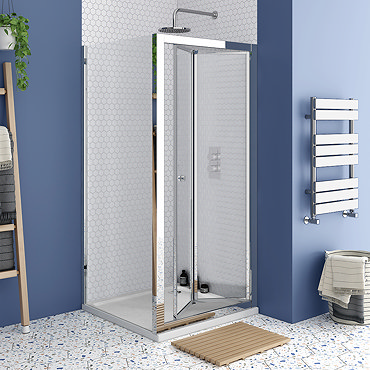 Monza 700 x 700mm Bi-Fold Door Shower Enclosure + Pearlstone Tray