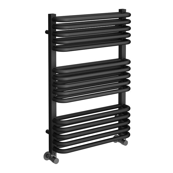 Monza 736 x 500 Anthracite Designer D-Shaped Heated Towel Rail  Profile Large Image