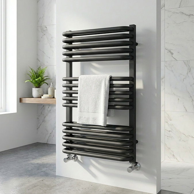 Monza 500 x 750 Anthracite Designer D-Shaped Heated Towel Rail