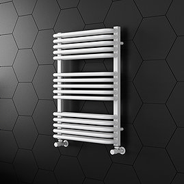 Monza 500 x 750 White Designer D-Shaped Heated Towel Rail