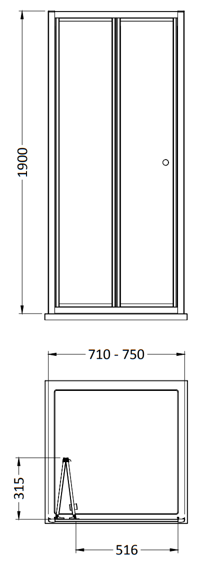 Monza 760 x 1900 Bi-Fold Shower Door