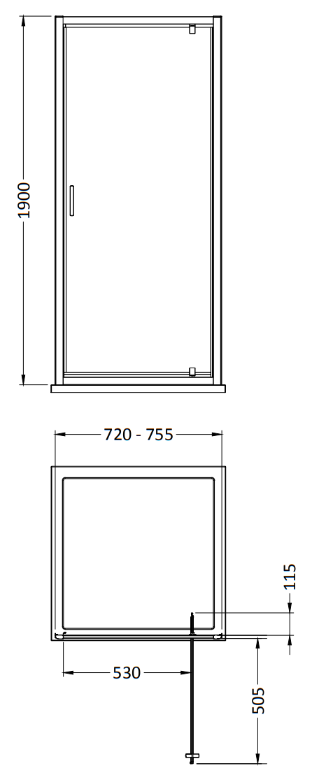 Monza 760 x 1900 Pivot Shower Door