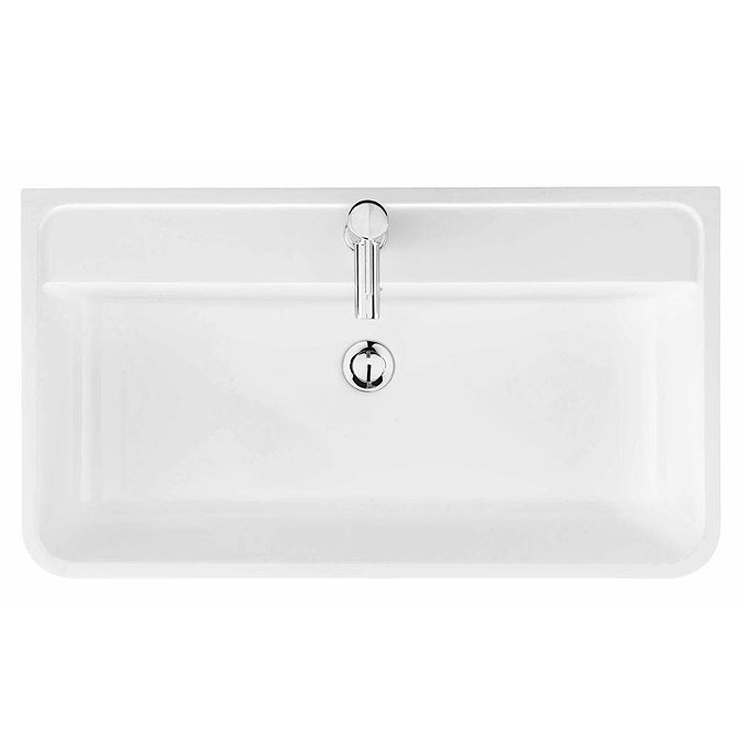 Monza 800 Wall Mounted Vanity Unit Inc. Basin + Side Cabinet - White Gloss  Profile Large Image