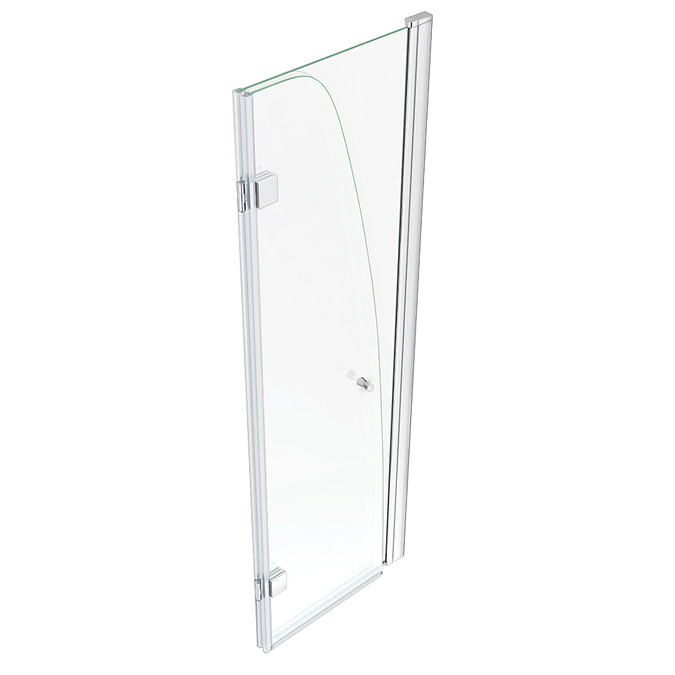 Monza 800 x 1400 Chrome 6mm Hinged Sail Bath Screen with Fixed Side Panel  Profile Large Image