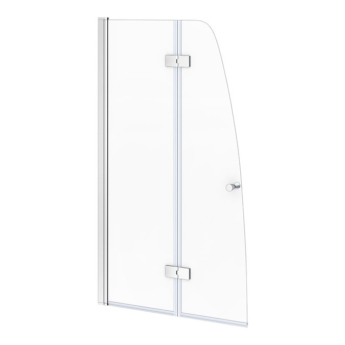 Monza 800 x 1400 Chrome 6mm Hinged Sail Bath Screen with Fixed Side Panel  Feature Large Image