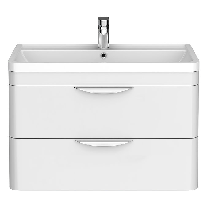 Radius Wall Hung 2 Drawer Vanity Unit with Chrome Handles W800 x D450mm – Gloss White
