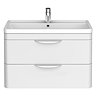 Radius Wall Hung 2 Drawer Vanity Unit with Chrome Handles W800 x D450mm – Gloss White