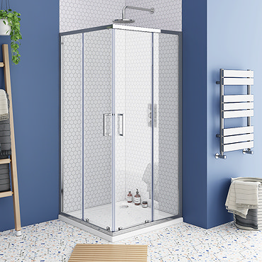 Monza 800 x 800mm Square Corner Entry Shower Enclosure + Pearlstone Tray  Profile Large Image