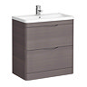 Monza 800mm Floor Standing Vanity Unit (Stone Grey Woodgrain - Depth 450mm) Large Image