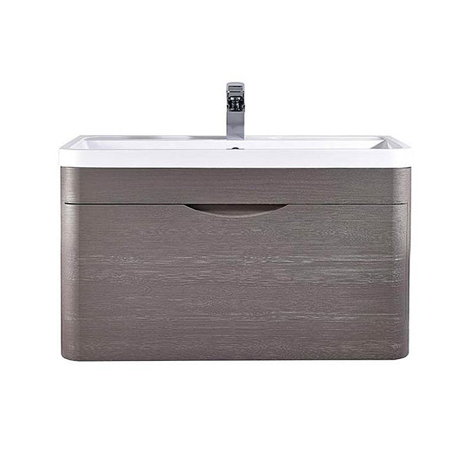 Monza 800mm Wall Hung 1 Drawer Vanity Unit (Stone Grey Woodgrain - Depth 450mm) Profile Large Image