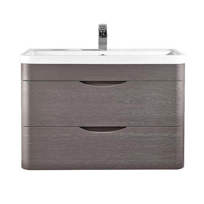 Monza 800mm Wall Hung 2 Drawer Vanity Unit (Stone Grey Woodgrain - Depth 450mm) Profile Large Image