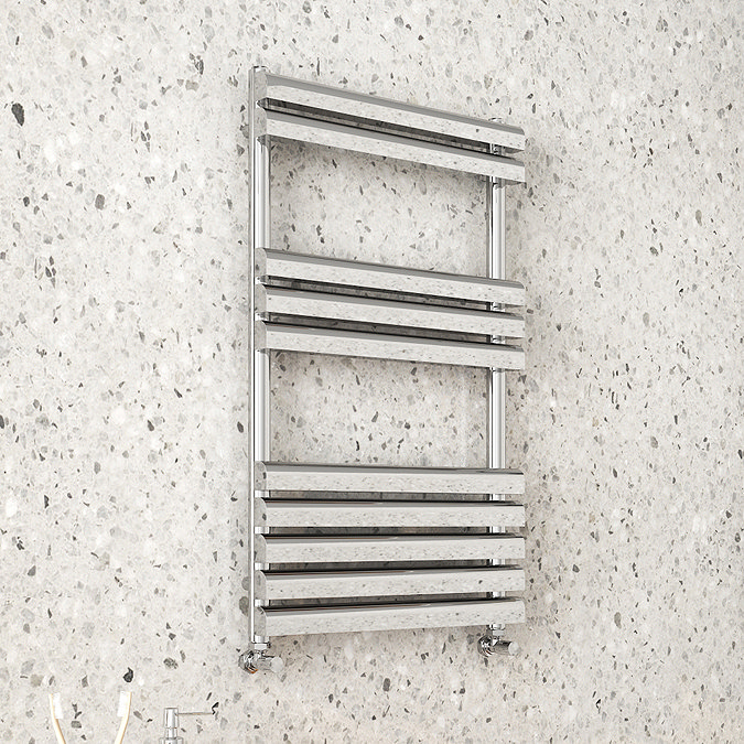 Monza 826 x 500 Polished Stainless Steel Venetian Style Towel Rail Large Image