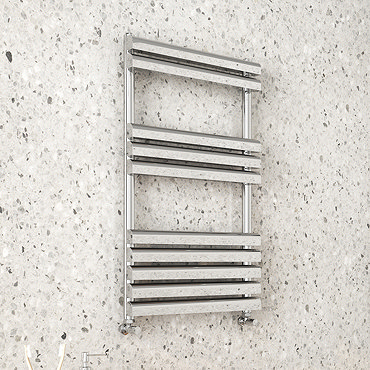 Monza 826 x 500 Polished Stainless Steel Venetian Style Towel Rail  Profile Large Image