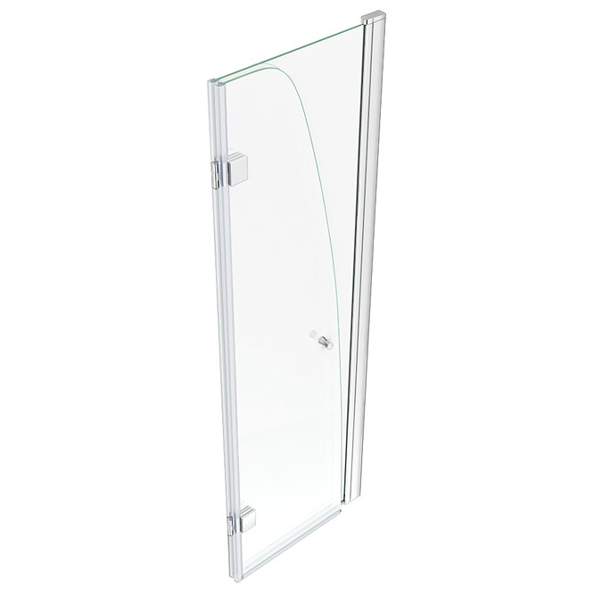 Monza 900 x 1400 Chrome 6mm Hinged Sail Bath Screen with Fixed Side Panel  Profile Large Image