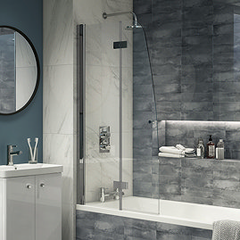 Monza 900 x 1400 Chrome 6mm Bi-Fold Hinged Sail Bath Screen