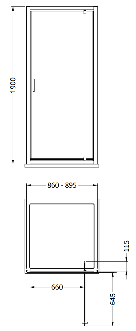 Monza 900 x 1900 Pivot Shower Door