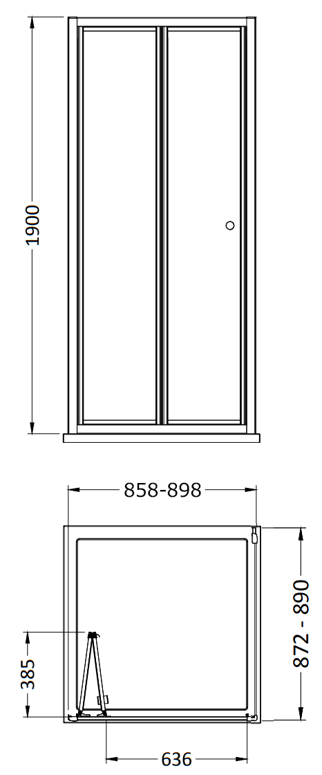 Monza 900 x 900mm Bi-Fold Door Shower Enclosure + Pearlstone Tray