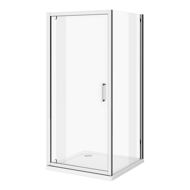Monza 900 x 900mm Pivot Door Shower Enclosure + Pearlstone Tray  Profile Large Image