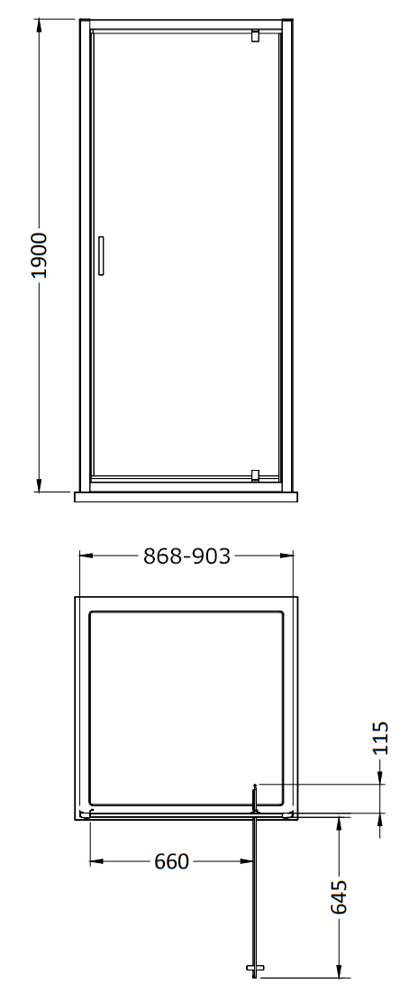 Monza 800 x 800mm Pivot Door Shower Enclosure without Tray