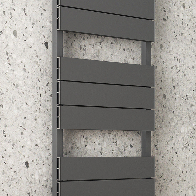 Monza Anthracite Aluminium Heated Towel Rail 1150 x 500mm Flat Panels  Profile Large Image