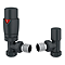 Monza Modern Anthracite Angled Thermostatic Radiator Valves with 130mm Sleeving Kit - Energy Saving