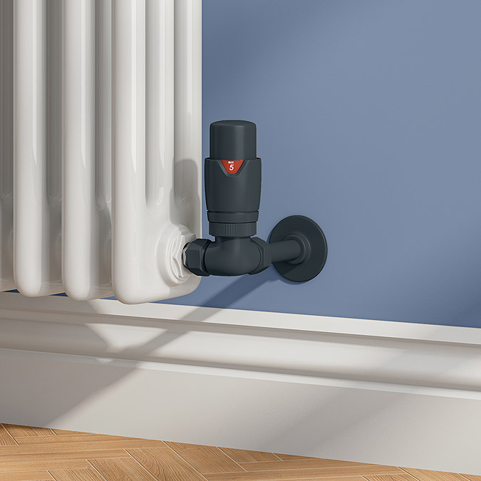 Monza Anthracite Corner Thermostatic Radiator Valves - Energy Saving