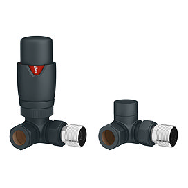 Monza Anthracite Corner Thermostatic Radiator Valves - Energy Saving