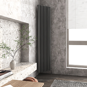 Monza Anthracite Corner Vertical Column Aluminium Radiator 1800 x 315mm Large Image