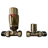 Monza Antique Brass Straight Thermostatic Radiator Valves - Energy Saving Feature Large Image