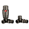 Monza Black Nickel Corner Thermostatic Radiator Valves - Energy Saving