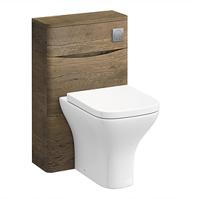 Monza Chestnut 500mm WC Unit with Cistern & Gunmetal Grey Flush - Includes Modern Toilet Pan