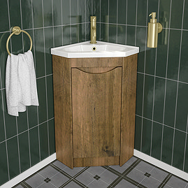 Monza Chestnut Corner Floor Standing Vanity Unit