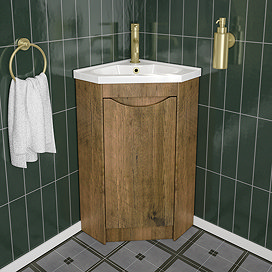 Monza Chestnut Corner Floor Standing Vanity Unit