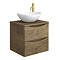 Monza Chestnut Wall Hung Countertop Vanity Unit - 500mm 2 Drawer with Oval Basin