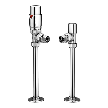 Monza Chrome Angled Thermostatic Radiator Valves with 180mm Standpipes - Energy Saving