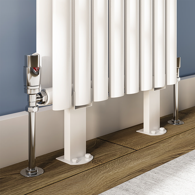 Monza Chrome Angled Thermostatic Radiator Valves with Sleeving Kit - Energy Saving