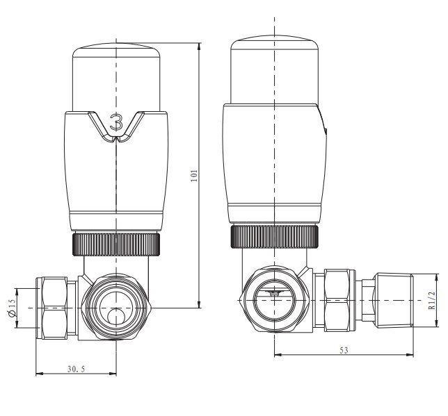 Monza Chrome Corner Thermostatic Radiator Valves - Energy Saving