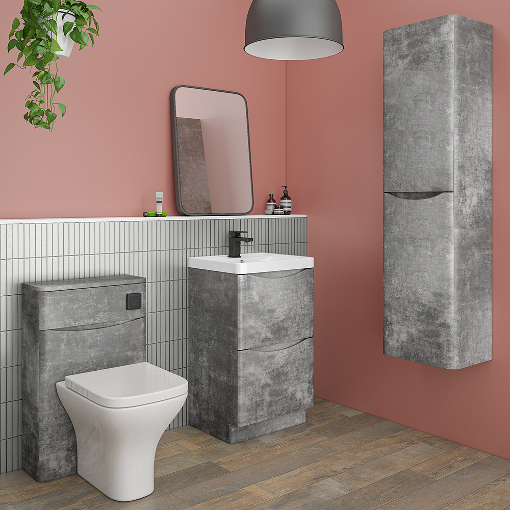 Monza Concrete Effect 500mm Wide Floor Standing Vanity Unit Victorian