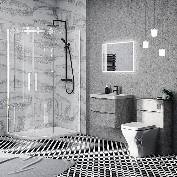 Monza Concrete Effect 500mm Wide WC Unit (Depth 200mm) Profile Large Image