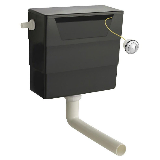 Monza Concrete Effect 500mm Wide WC Unit with Cistern, Brushed Brass Flush + Modern Pan