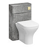 Monza Concrete Effect 500mm Wide WC Unit with Cistern, Brushed Brass Flush + Modern Pan
