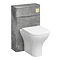 Monza Concrete Effect 500mm Wide WC Unit with Cistern, Brushed Brass Flush + Modern Pan