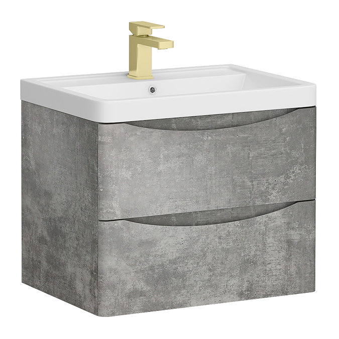 Monza Concrete Effect 600mm Wide Wall Mounted Vanity Unit