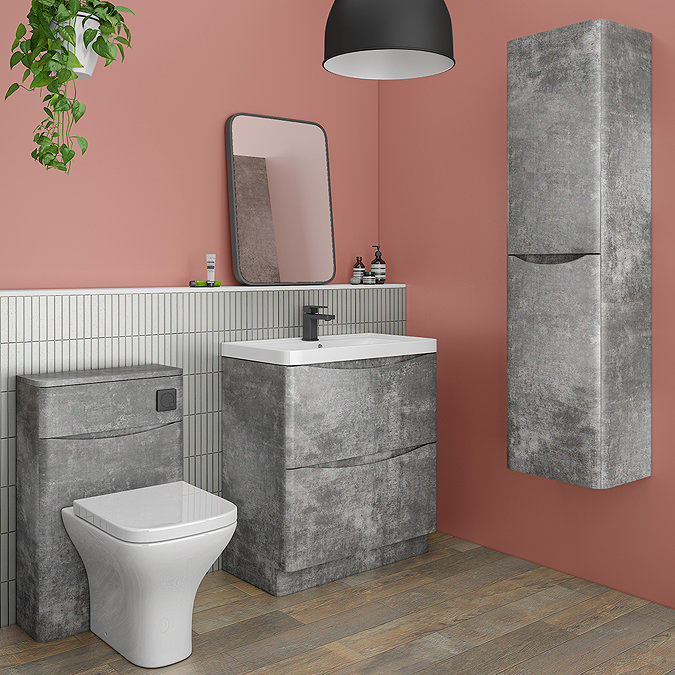 Monza Concrete Effect 750mm Wide Floor Standing Vanity Unit