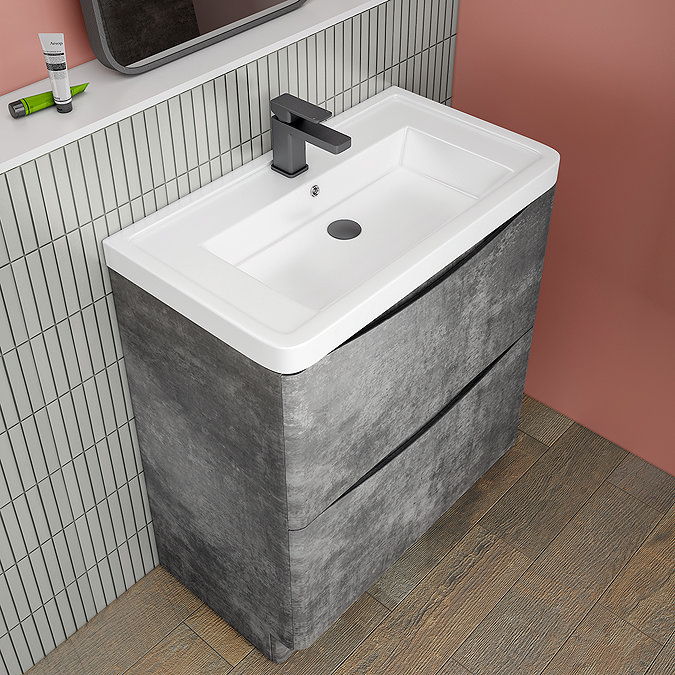 Monza Concrete Effect 750mm Wide Floor Standing Vanity Unit