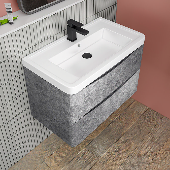 Monza Concrete Effect 750mm Wide Wall Mounted Vanity Unit