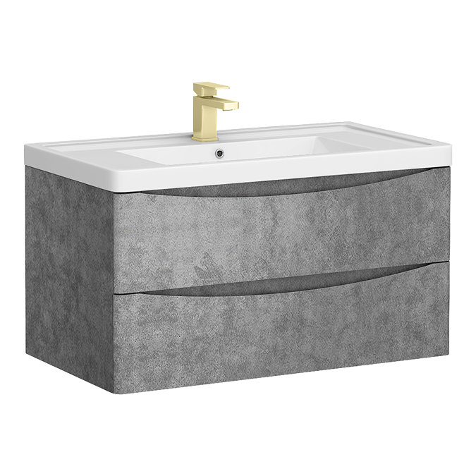 Monza Concrete Effect 900mm Wide Wall Mounted Vanity Unit