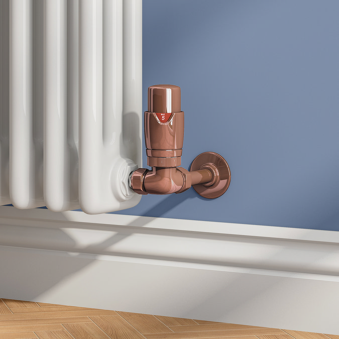 Monza Copper Corner Thermostatic Radiator Valves - Energy Saving