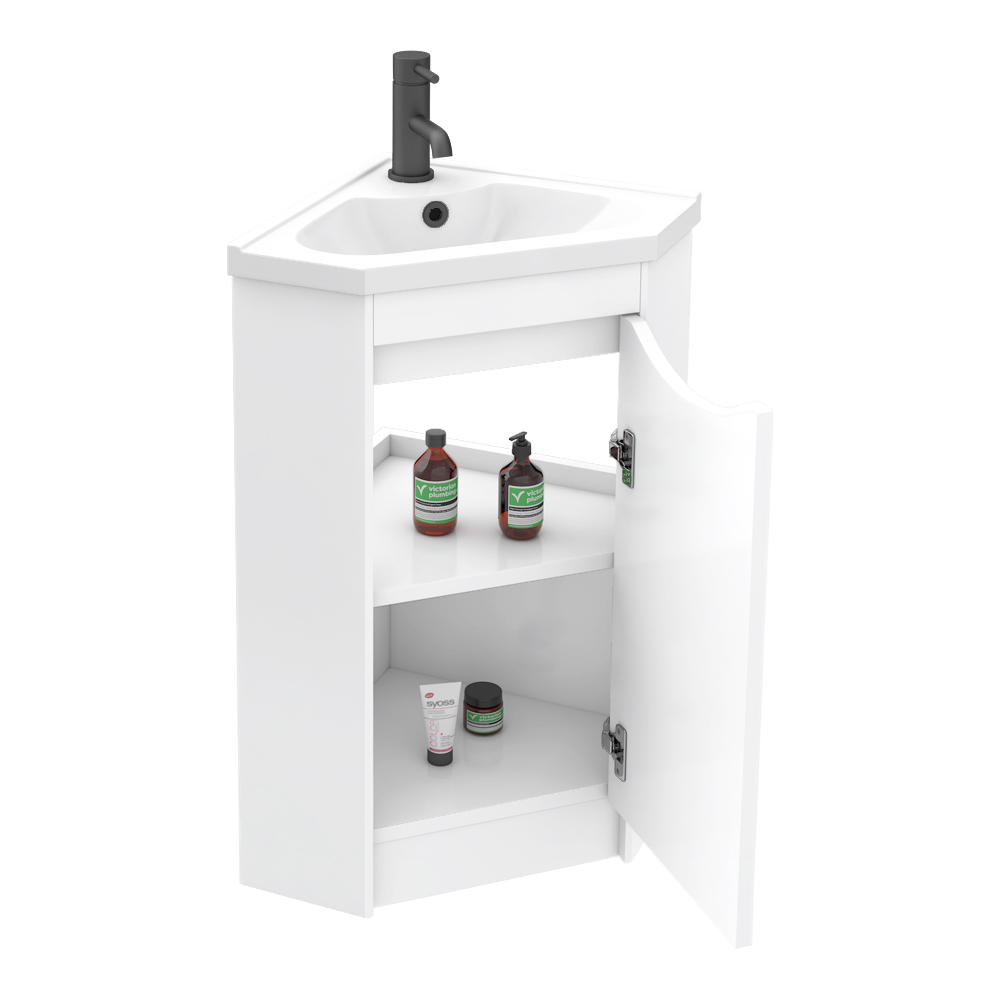 Monza Corner Floor Standing Vanity Unit Victorian Plumbing UK