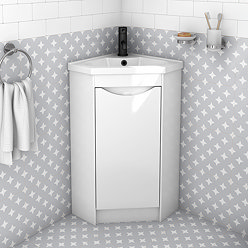 Monza Gloss White Corner Floor Standing Vanity Unit